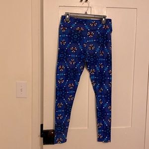 Leggings, LuLaRoe, Blue with pattern, Tall & Curvy - Very Comfortable and Soft